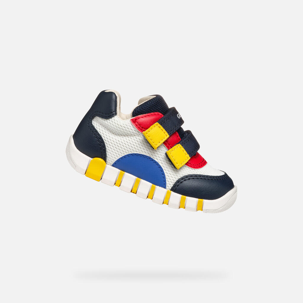 Geox - Premiers Pas Bébé Garçon B Iupidoo Boy Blanc/bleu Marine - Chaussures De Sport - Blanc|bleu - Decathlon