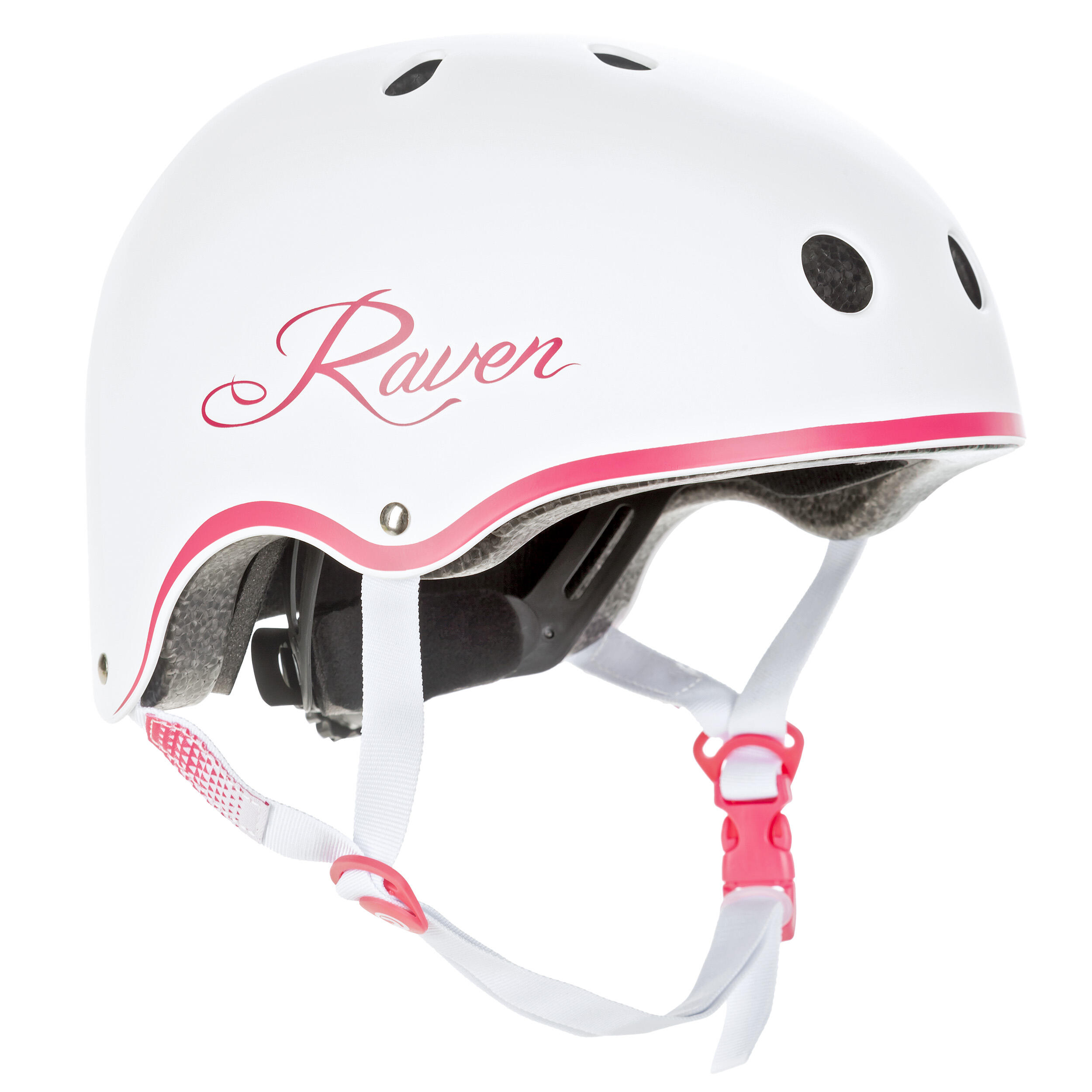 Raven - Casque De Vélo, Roller Et Skateboard Pour Enfants Et Adultes Essto Blanc/rose - Casque - Blanc|rose - 36 Xs - Decathlon