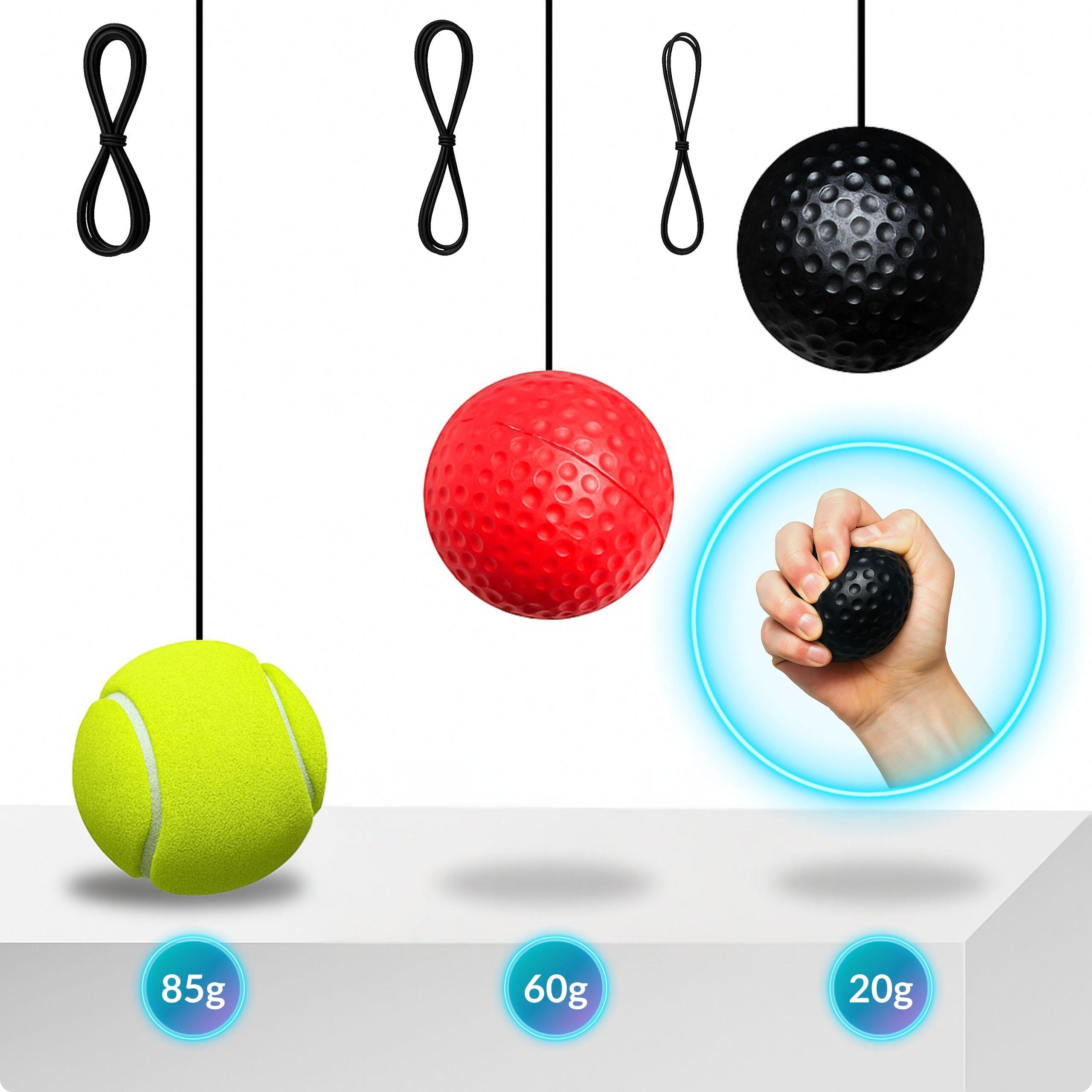 Set van 3 Reflexbal voor boksen - bokstrainer met hoofdband - 3 niveaus 5/7