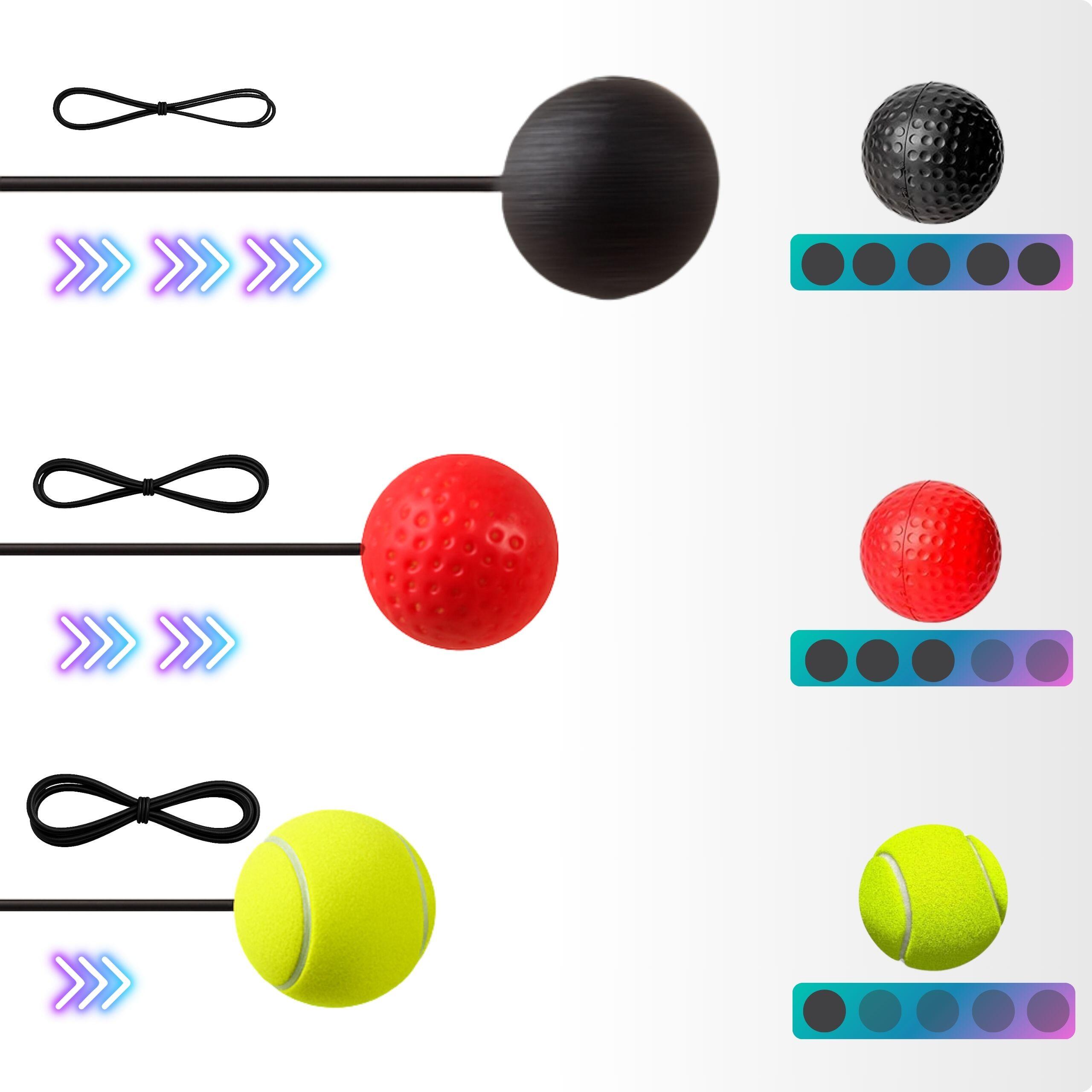 Set van 3 Reflexbal voor boksen - bokstrainer met hoofdband - 3 niveaus 6/7