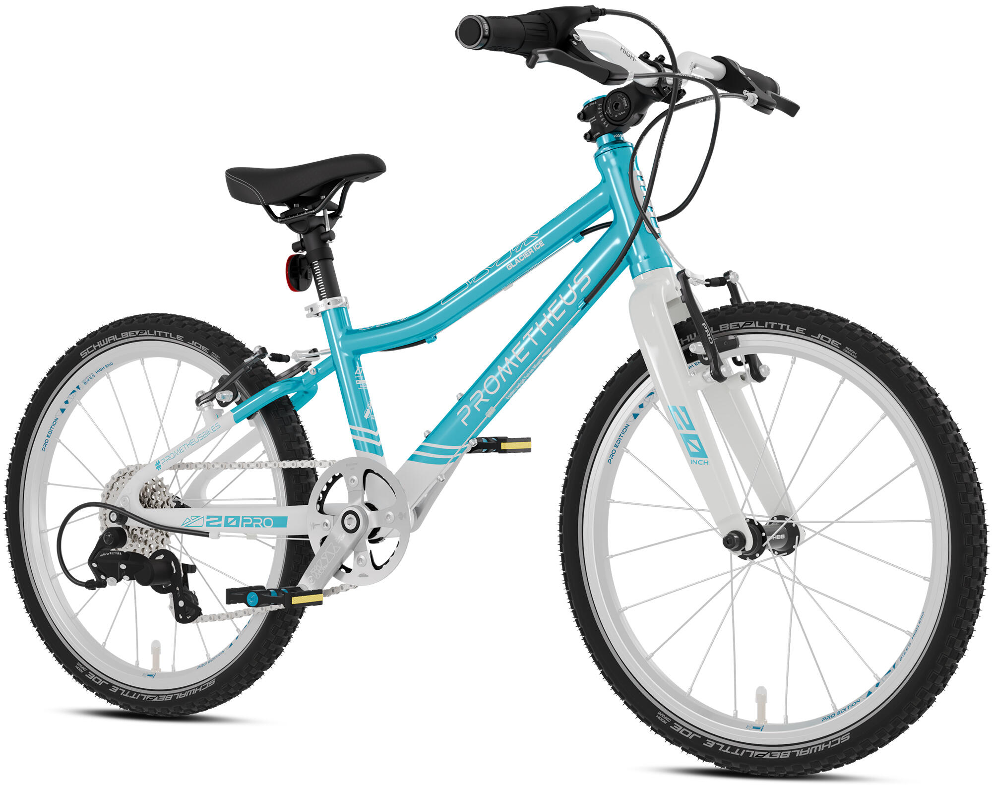 PROMETHEUS BICYCLES Kinderfahrrad 20 Zoll ab 6 Jahre Superleicht 7 Gang Fahrrad Blau Weiß
