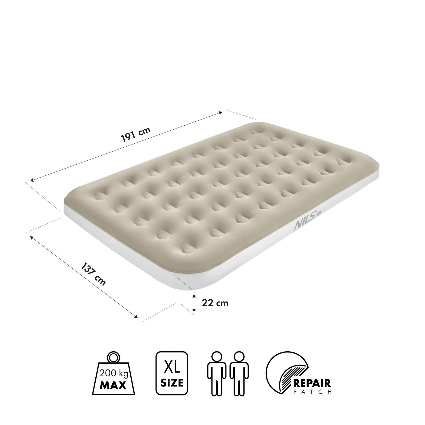 Opblaasbaar kampeermatras 191X137X22 CM NC2802 NILS CAMP 3/7