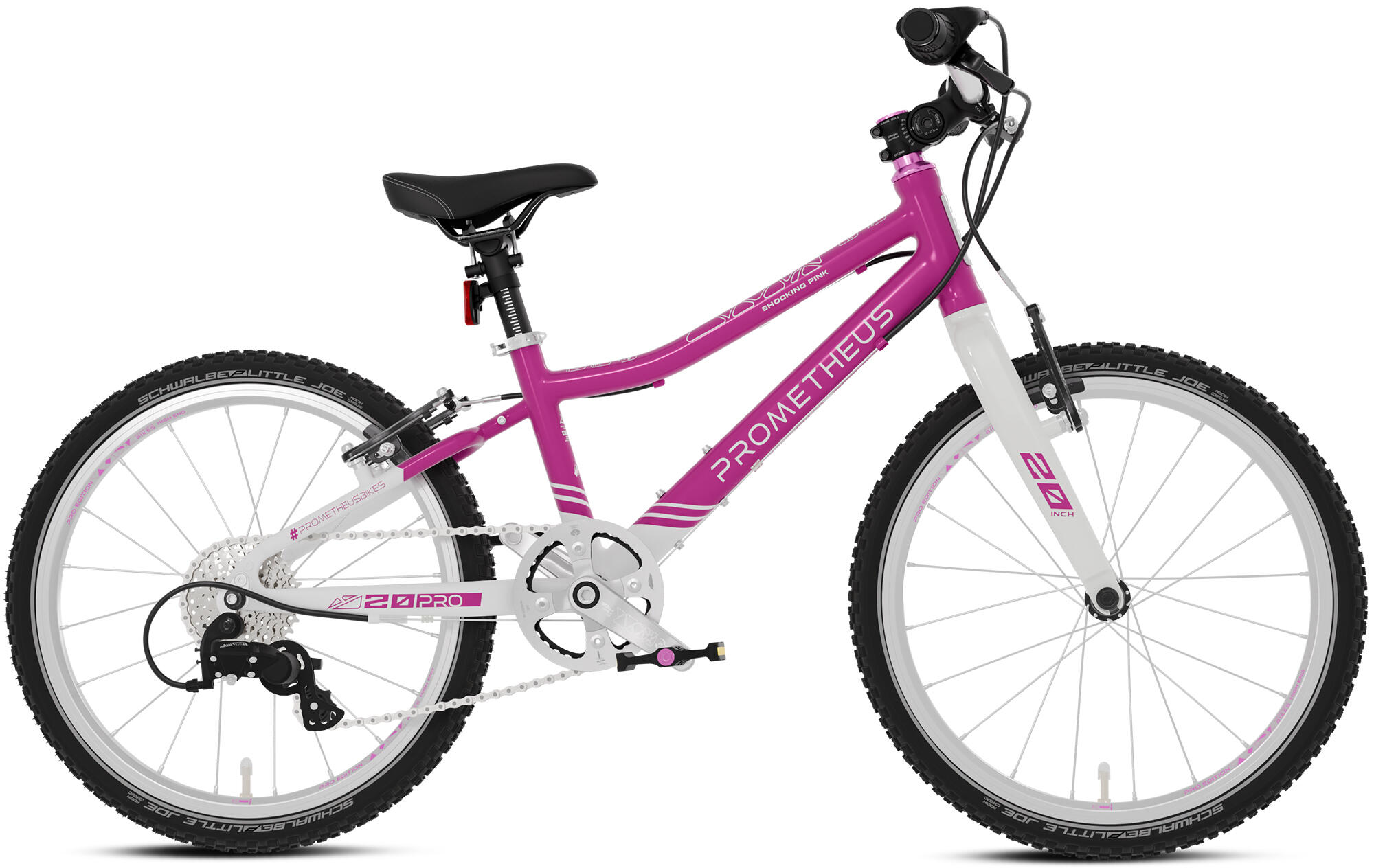 Bici bambini 20 pollici da 6 anni, superleggera, 7 marce, Rosa e Bianco 3/8