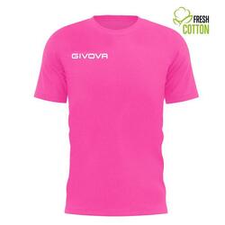 T-shirt Givova en Coton Fuchsia Fluo Taille M - Élégant et Confortable