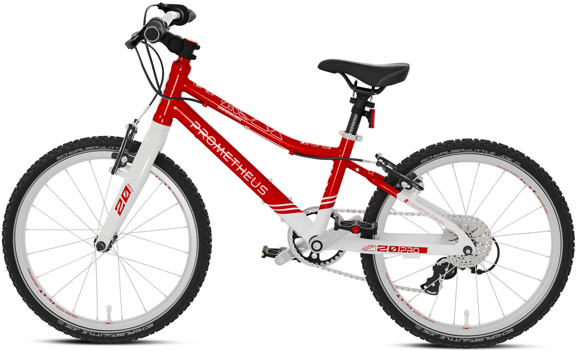 Bici bambini 20 pollici da 6 anni, superleggera, 7 marce, Rosso Bianco 4/7