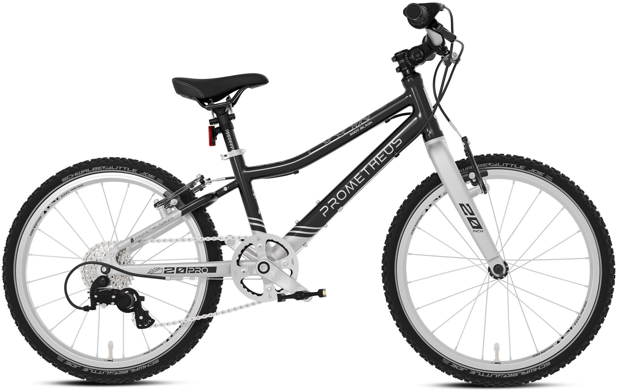 Bici bambini 20 pollici da 6 anni, superleggera, 7 marce, Nero Argento 3/8