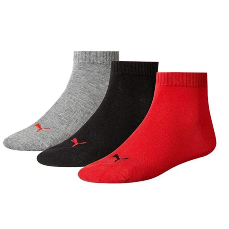 Puma sokken Quarter Training katoen rood/zwart/grijs 3 paar