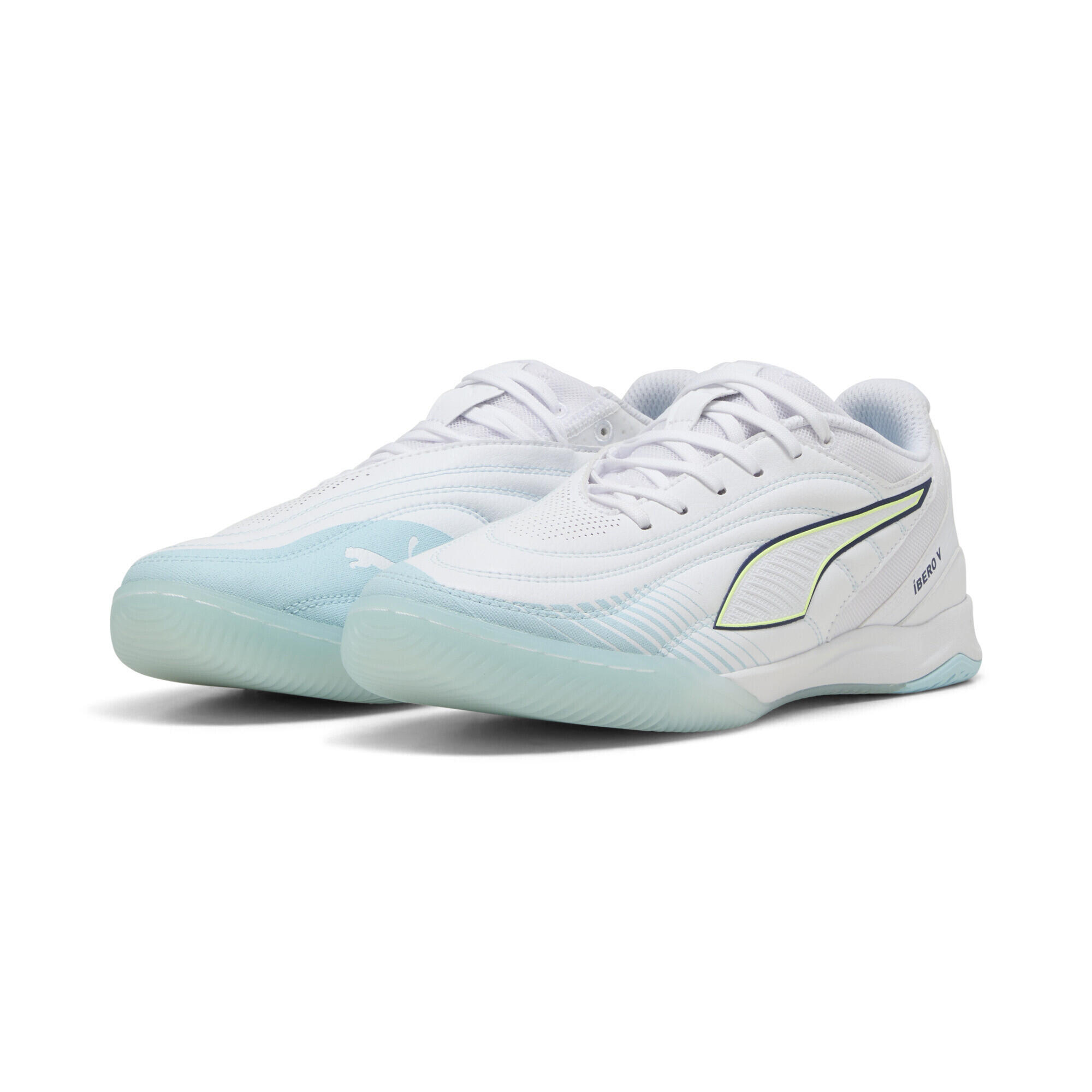 Buty halowe unisex IBERO PUMA White Aqua Fizzy Light Sea Glass Blue Yellow