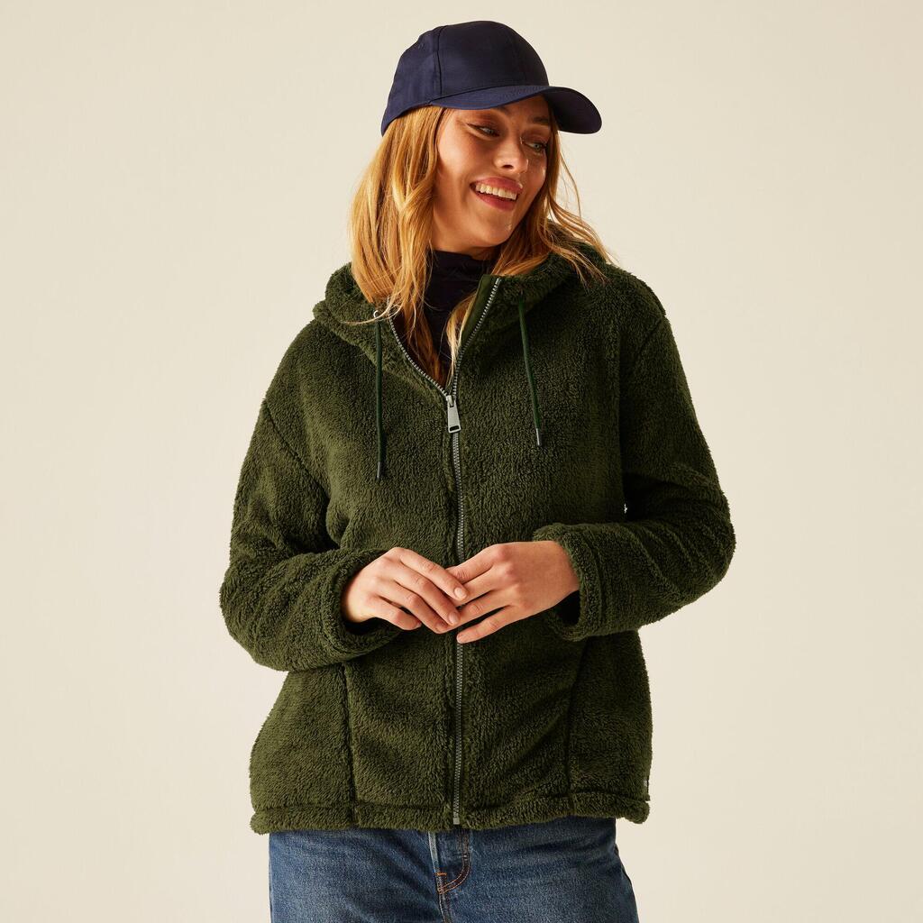 Womens Orielle Fluffy Hooded Full-Zip Insulating Fleece