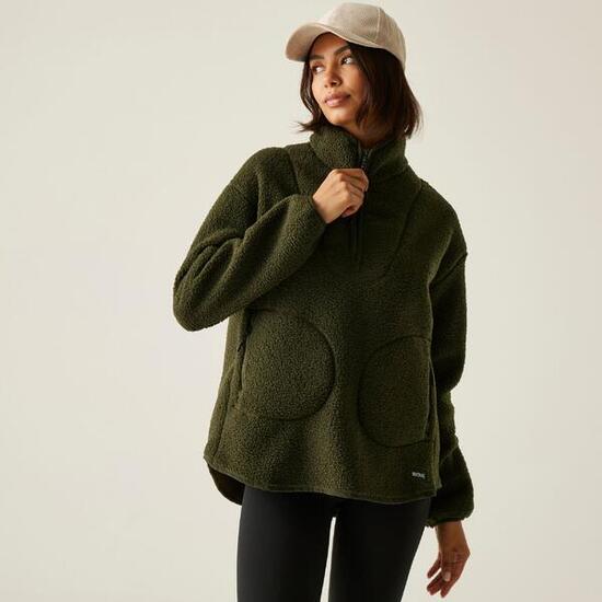 Felpa isolante da donna Frankie in Borg con mezza zip