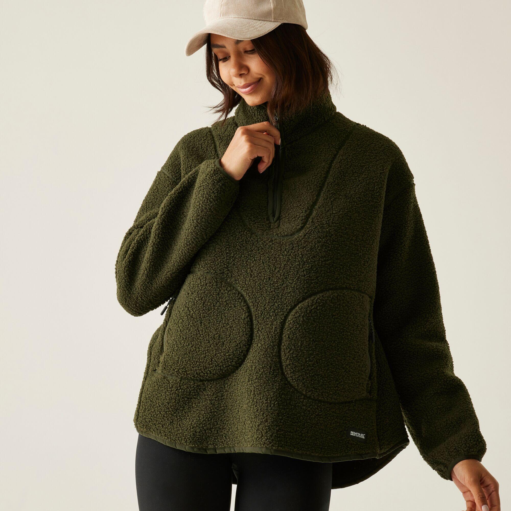 Felpa isolante da donna Frankie in Borg con mezza zip 4/7