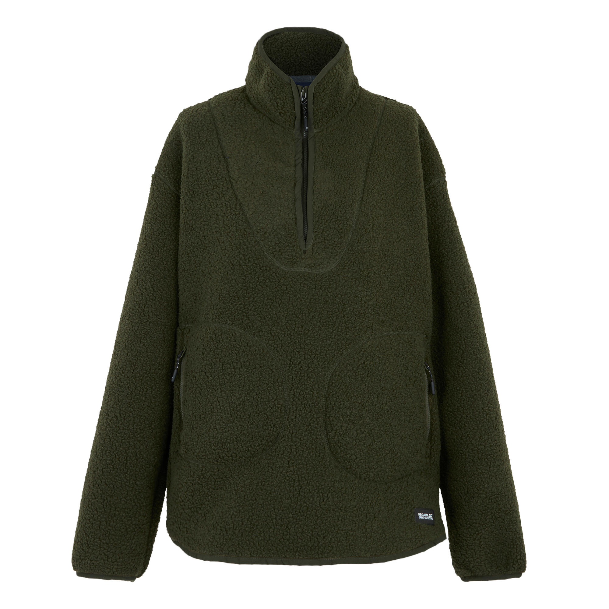 Felpa isolante da donna Frankie in Borg con mezza zip 6/7