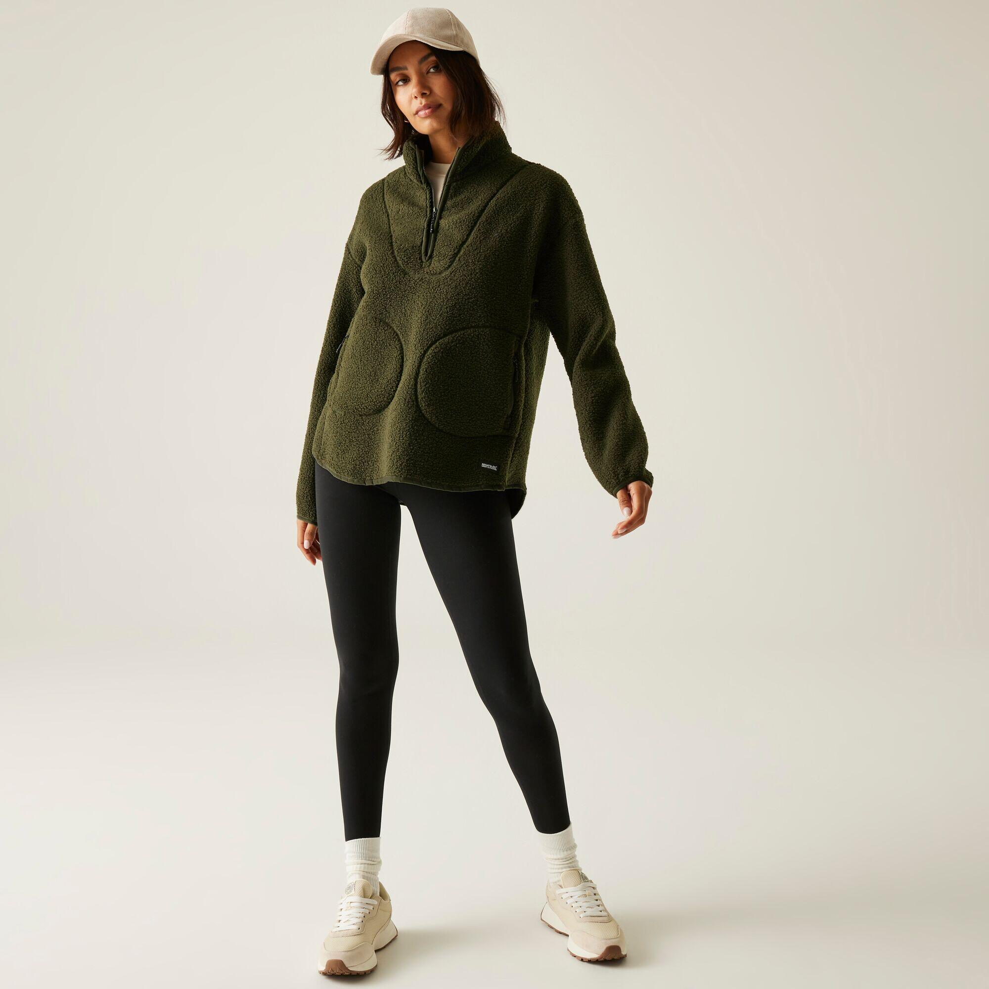 Felpa isolante da donna Frankie in Borg con mezza zip 3/7