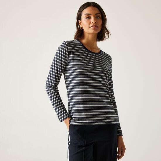 T-shirt à manches longues rayé à col rond Federica pour femme