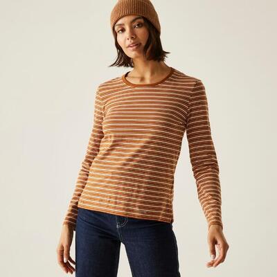Federica Langärmeliges Gestreiftes T-Shirt mit Rundhalsausschnitt für Damen
