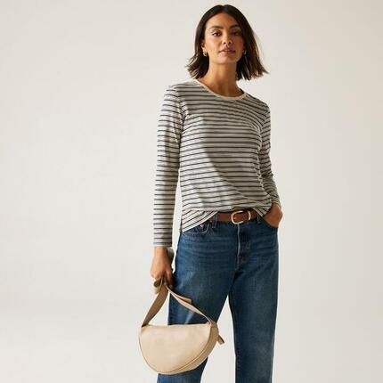 T-shirt à manches longues rayé à col rond Federica pour femme
