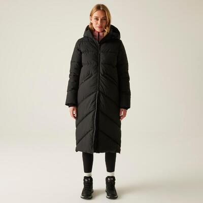 Ujeane Longline Wasserabweisende Steppjacke mit Kapuze für Damen