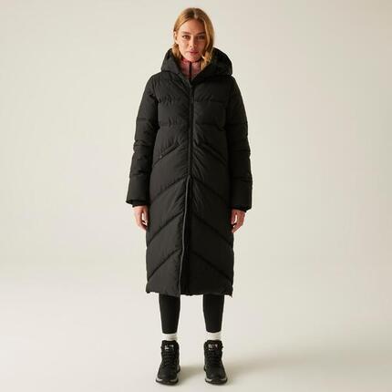 Ujeane Longline Wasserabweisende Steppjacke mit Kapuze für Damen
