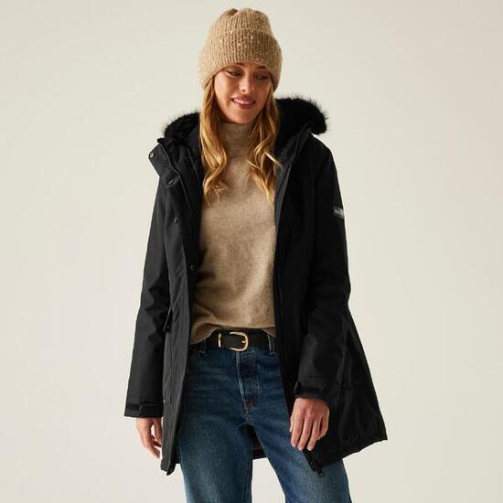 Sabinka Lang geschnittene Wasserdichte Isolierte Kapuzenjacke für Damen