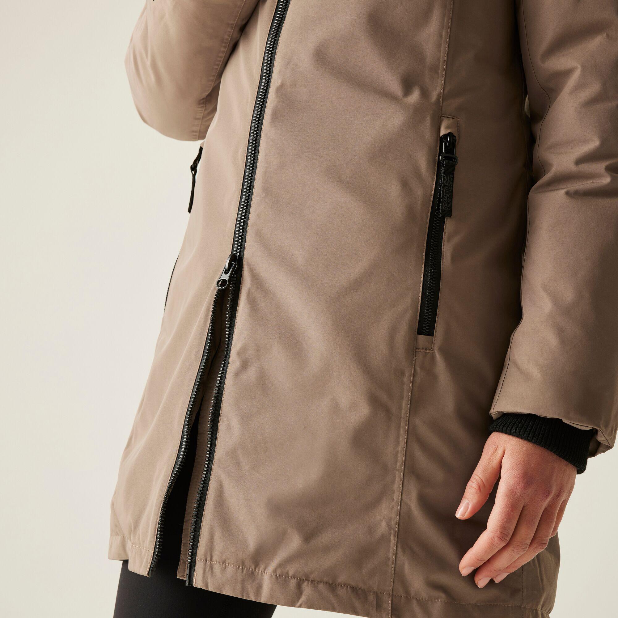Chaqueta larga aislante, impermeable y transpirable con capucha Marron 7/7