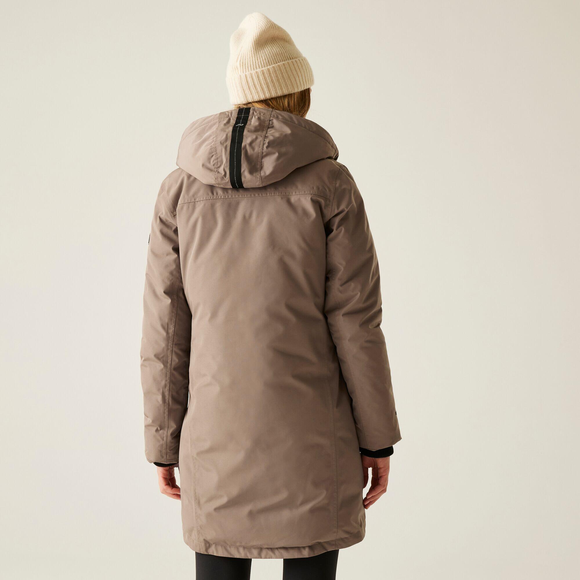 Chaqueta larga aislante, impermeable y transpirable con capucha Marron 2/7