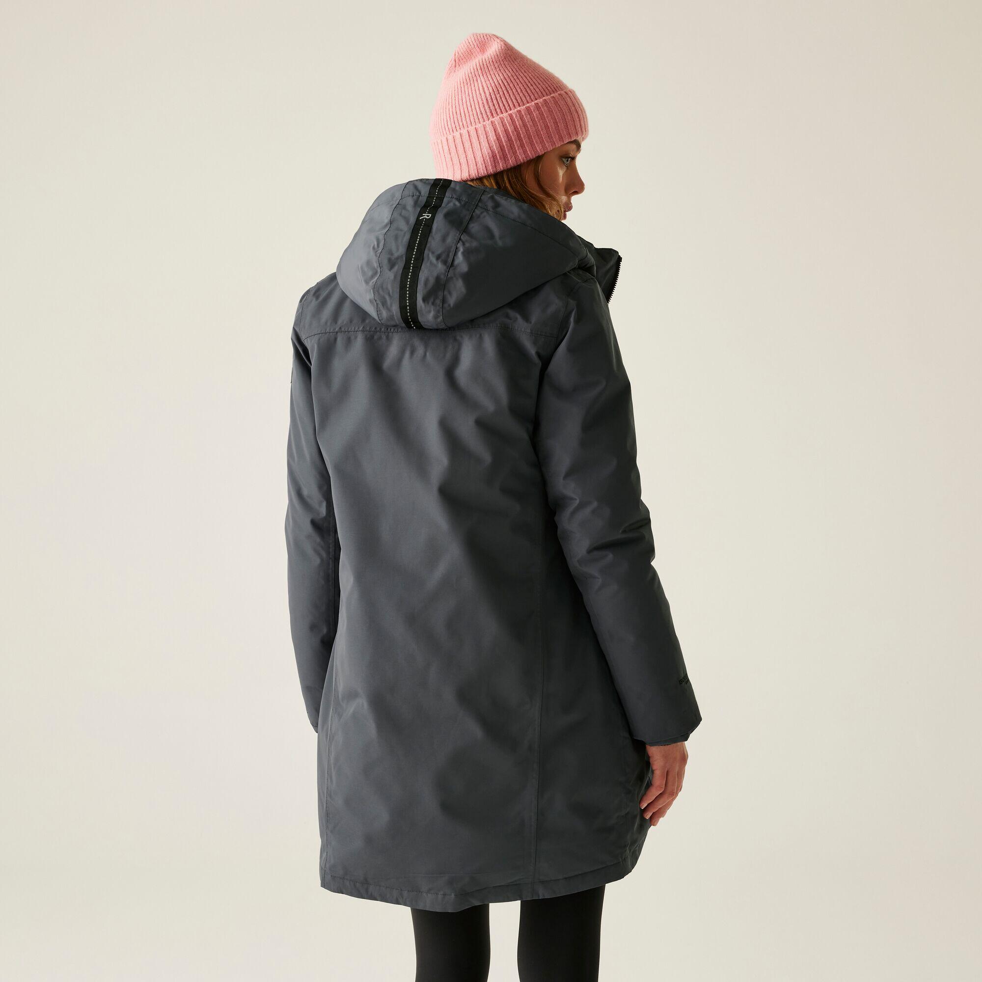 Chaqueta larga aislante, impermeable y transpirable con capucha Marron 2/7