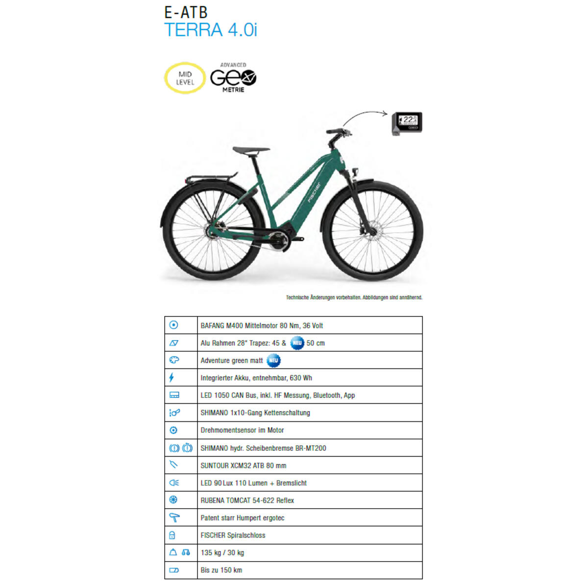 FISCHER TERRA 4.0i E-Bike - Sea green matt, 29 Zoll, RH 45 cm, 630 Wh 2/7