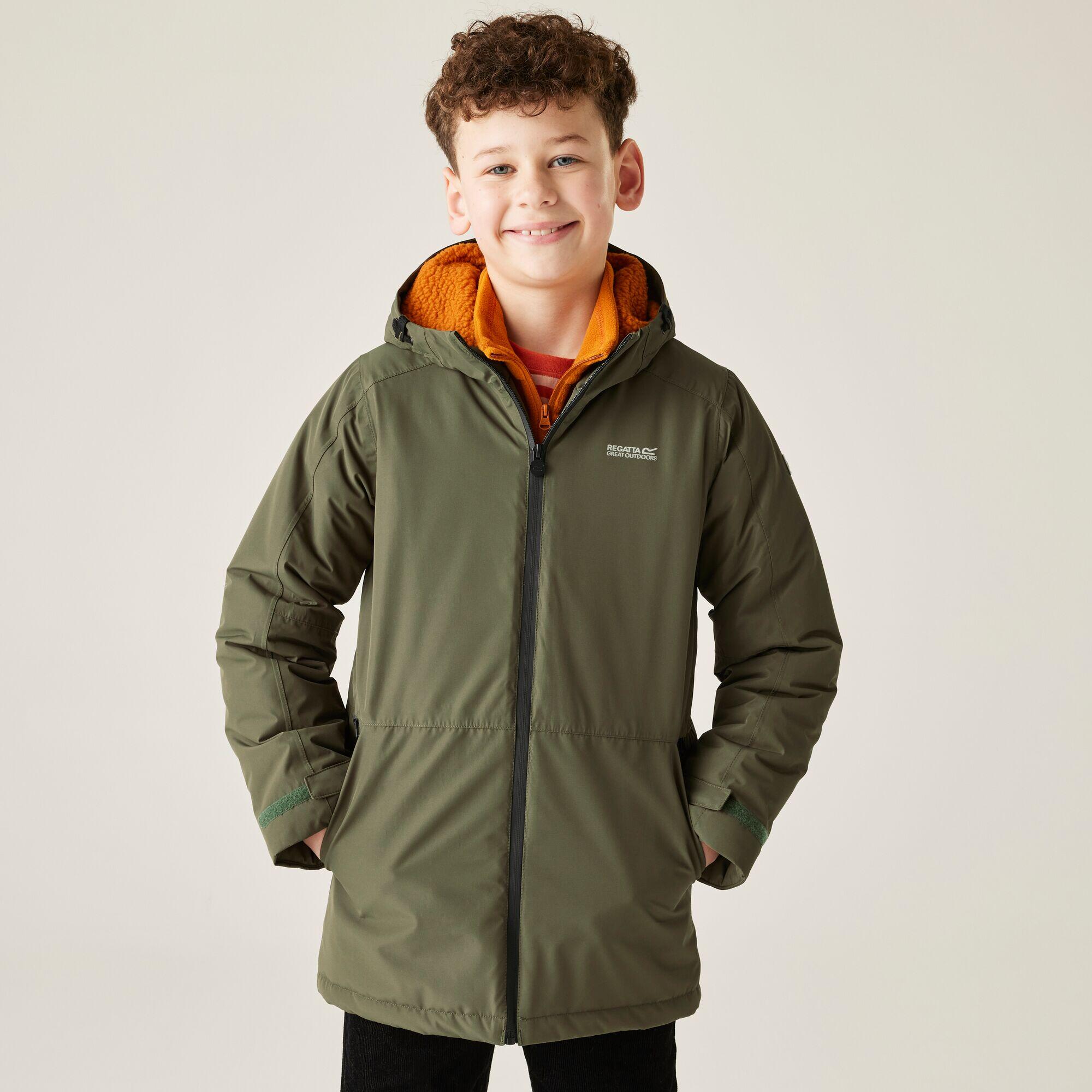 Regatta - Veste Farbank Pour Enfants, À Capuche, Imperméable, Respirante Et Isolée - Doudoune Synthétique - Marron|vert - Decathlon