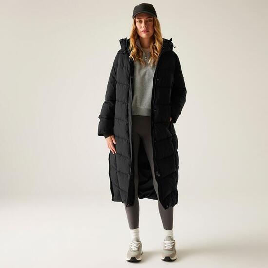 Eloria Lang geschnittene Isolierte Kapuzen-Steppjacke für Damen