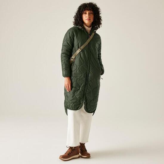 Triea Lang geschnittene Isolierte Kapuzen-Steppjacke für Damen