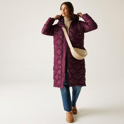 Embrie Lang geschnittene Isolierte Kapuzen-Steppjacke für Damen