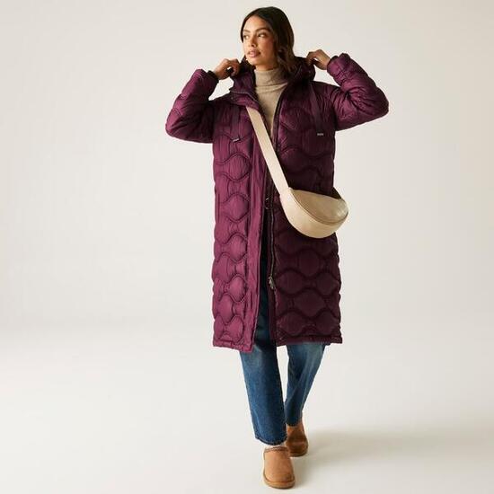 Embrie Lang geschnittene Isolierte Kapuzen-Steppjacke für Damen