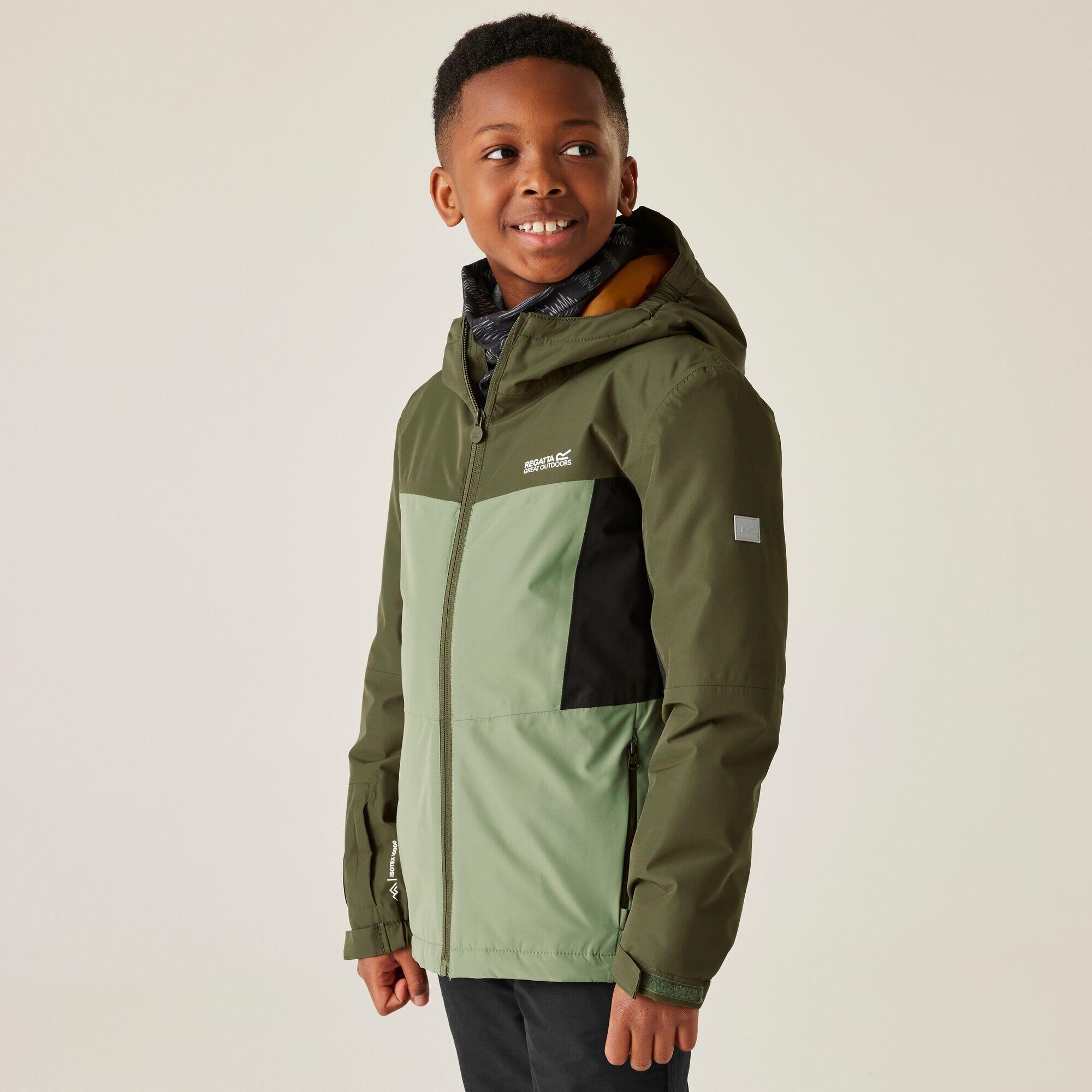 Regatta - Veste Beamz Pour Enfants, À Capuche, Imperméable, Respirante Et Isolée - Doudoune Synthétique - Marron|vert - Decathlon