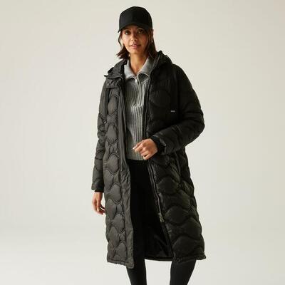 Embrie Lang geschnittene Isolierte Kapuzen-Steppjacke für Damen