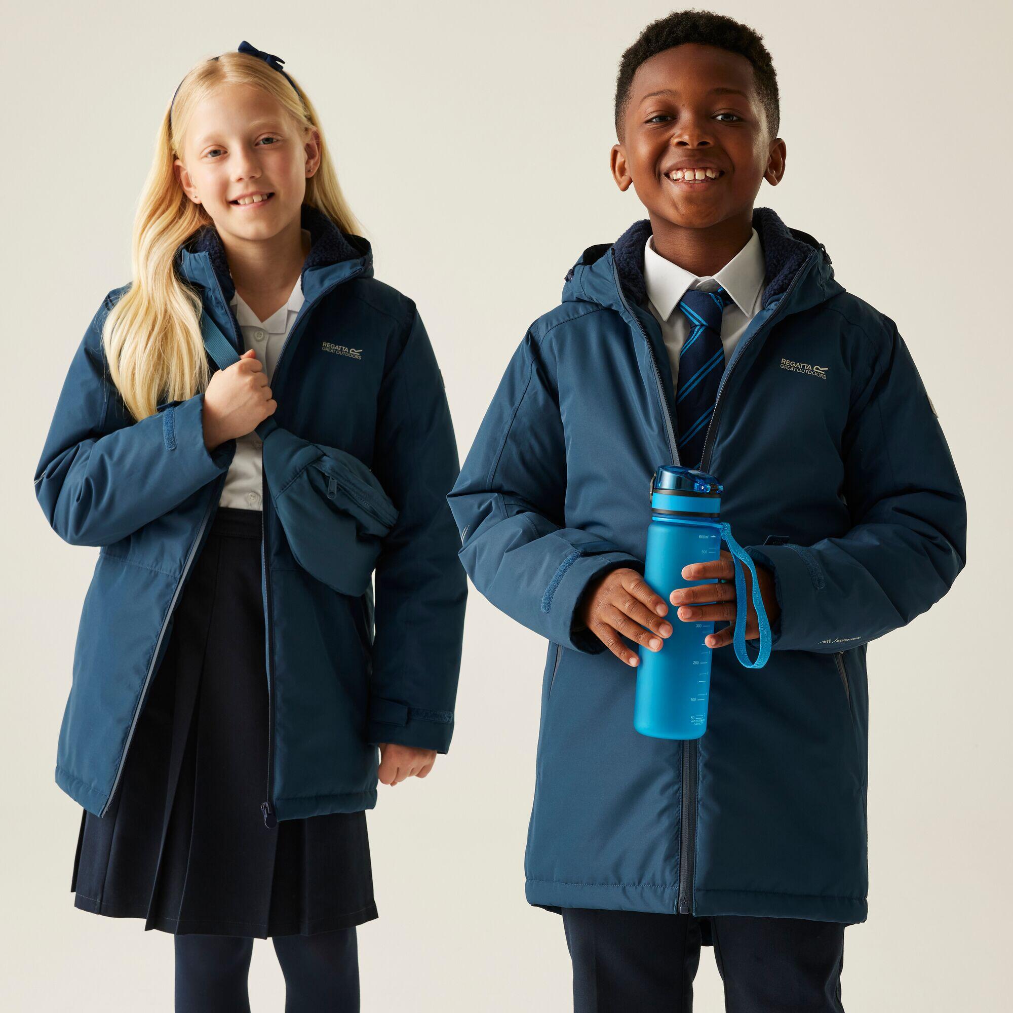 Regatta - Veste Farbank Pour Enfants, À Capuche, Imperméable, Respirante Et Isolée - Doudoune Synthétique - Bleu|gris - Decathlon
