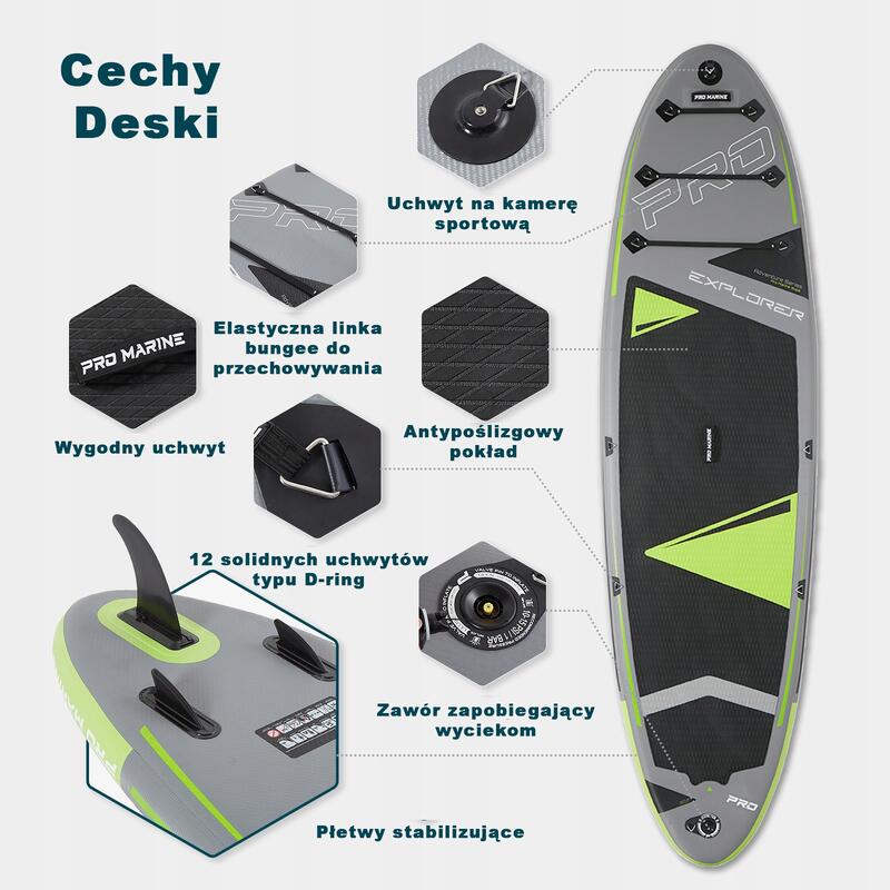 DESKA SUP PRO MARINE 365CM 12' zestaw - siedzisko, podwójne wiosło i akcesoria