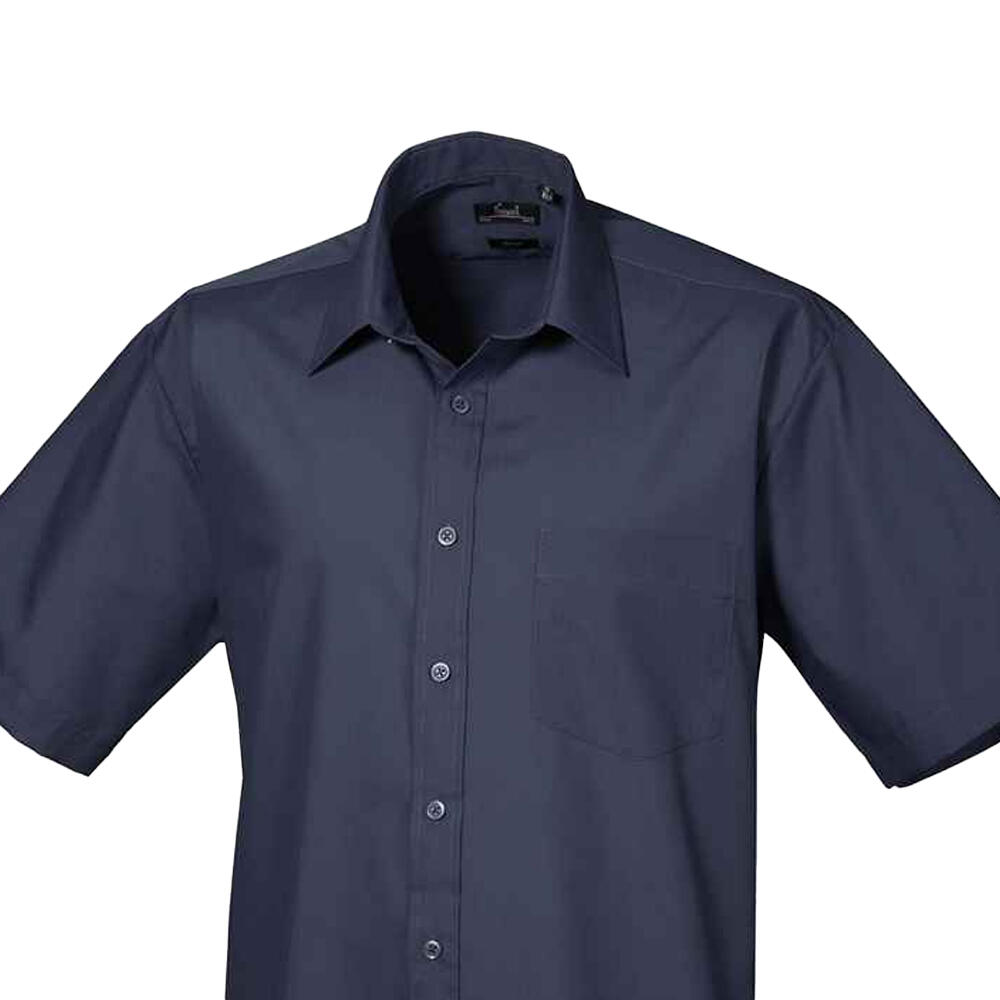 Camicia Maniche Corte Uomo Premier Poplin Blu Navy 2/3