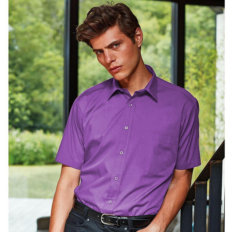 Popelin Hemd, kurzärmlig Herren Dunkles Violett 2/3
