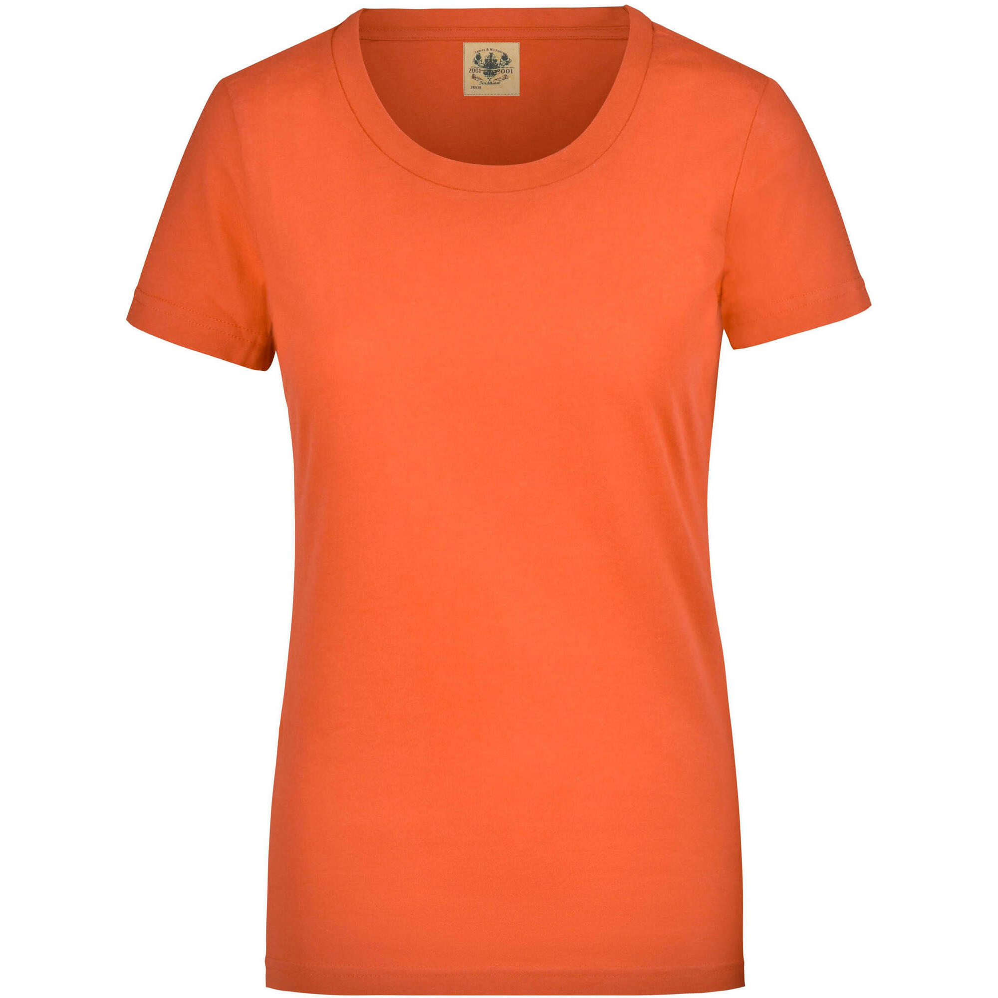 Yb Sports - T-shirt Femme James & Nicholson – 100 % Coton, Col Bateau, Orange - Chemise Manches Courtes - Jaune|orange - Decathlon