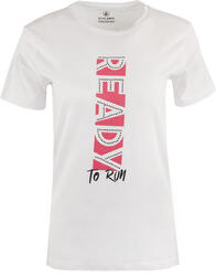 T-shirt femme 100% coton Athl. DPT Amore — « Ready to Run » — blanc