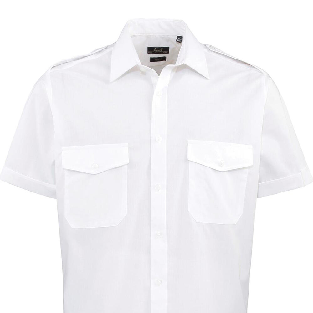 Camisa piloto de manga curta EasyCare para homem Branco 2/3