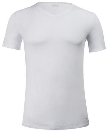 T-shirt Fila pour hommes à col en V blanc