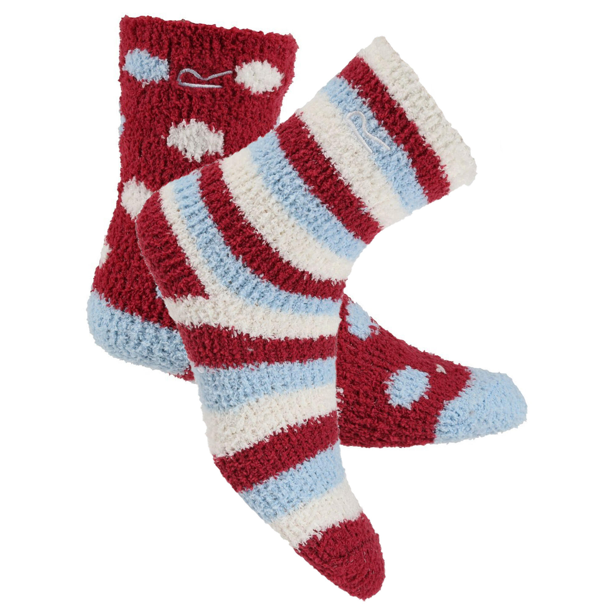Childrens/Kids Cosy Boot Socks Set (Pack of 2) (Cherry Pink/Light Blue/White) 3/4