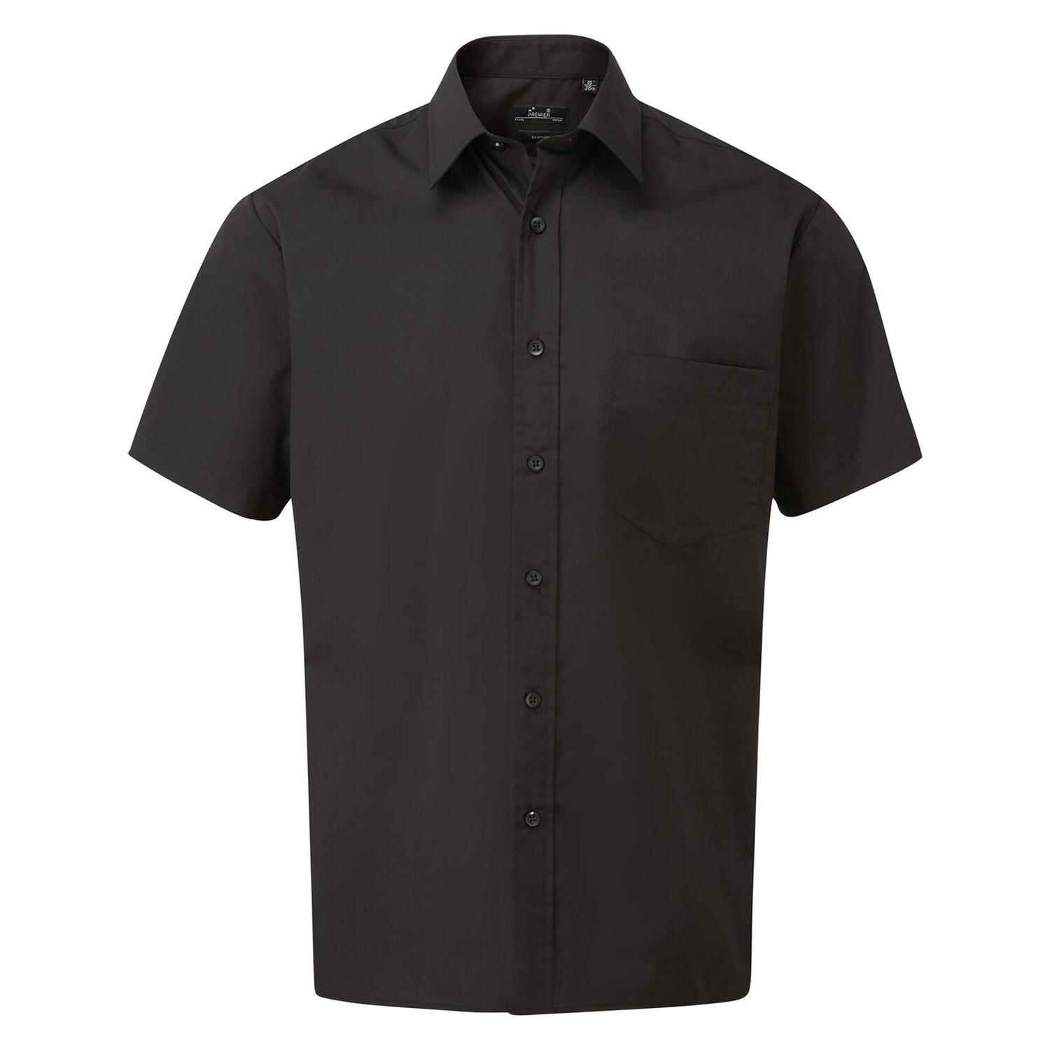 PREMIER Mens Short Sleeve Poplin Shirt (Black)