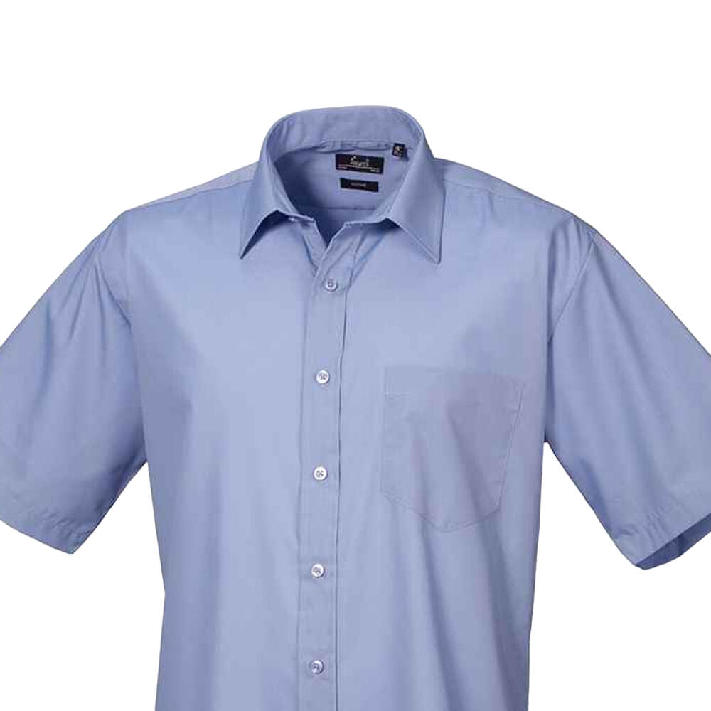 Camicia Maniche Corte Uomo Premier Poplin Blu Avio 2/3