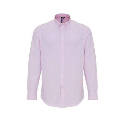 Heren stripe oxford overhemd (wit/roze)