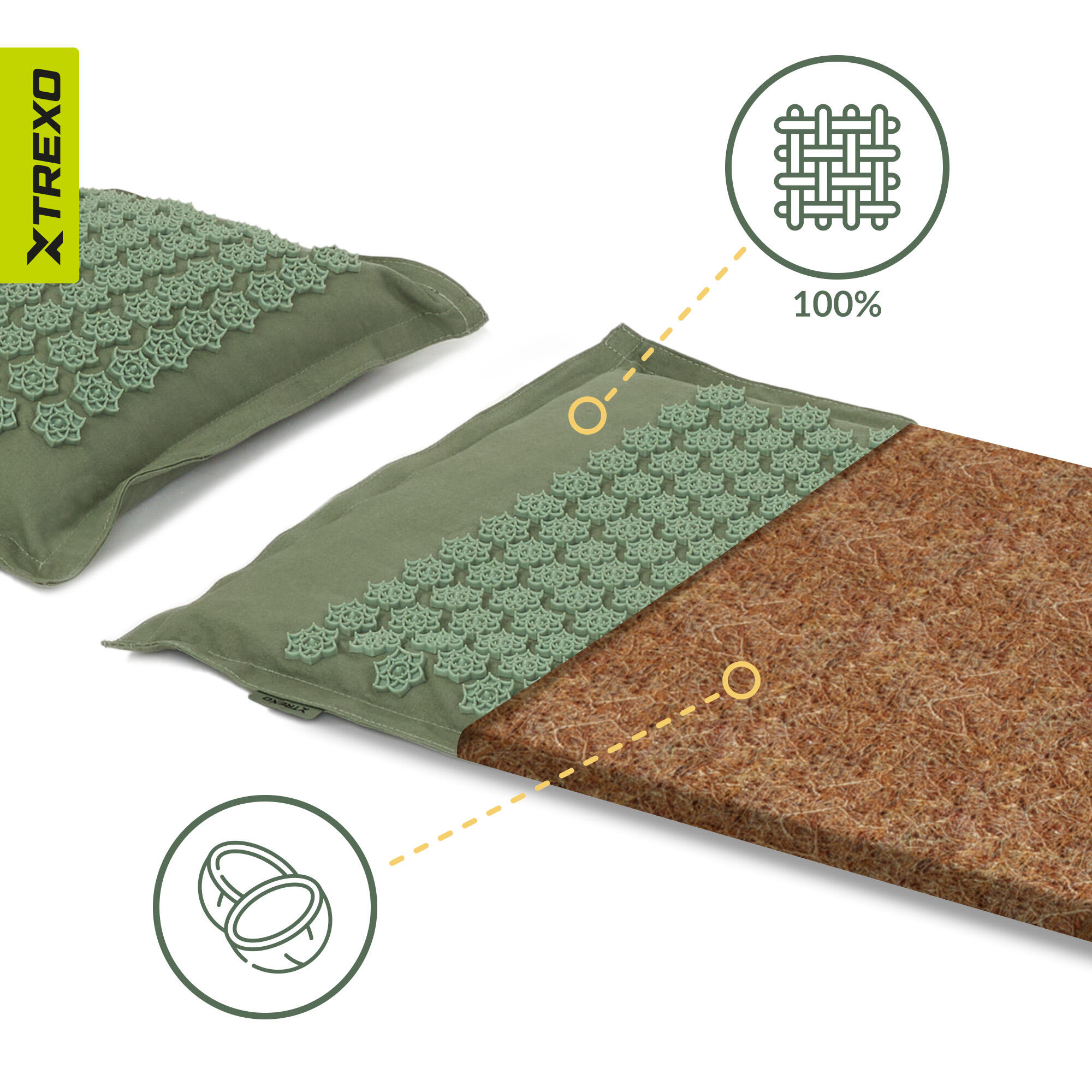Tapis d'acupression XTREXO ECO avec coussin TXO-B4Z006-GN 3/7