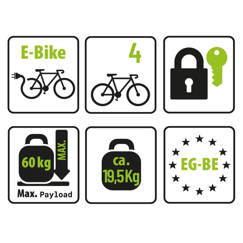 PORTE-VÉLOS 4 VÉLOS AMBER IV - EUFAB - PRISE 13 BROCHES