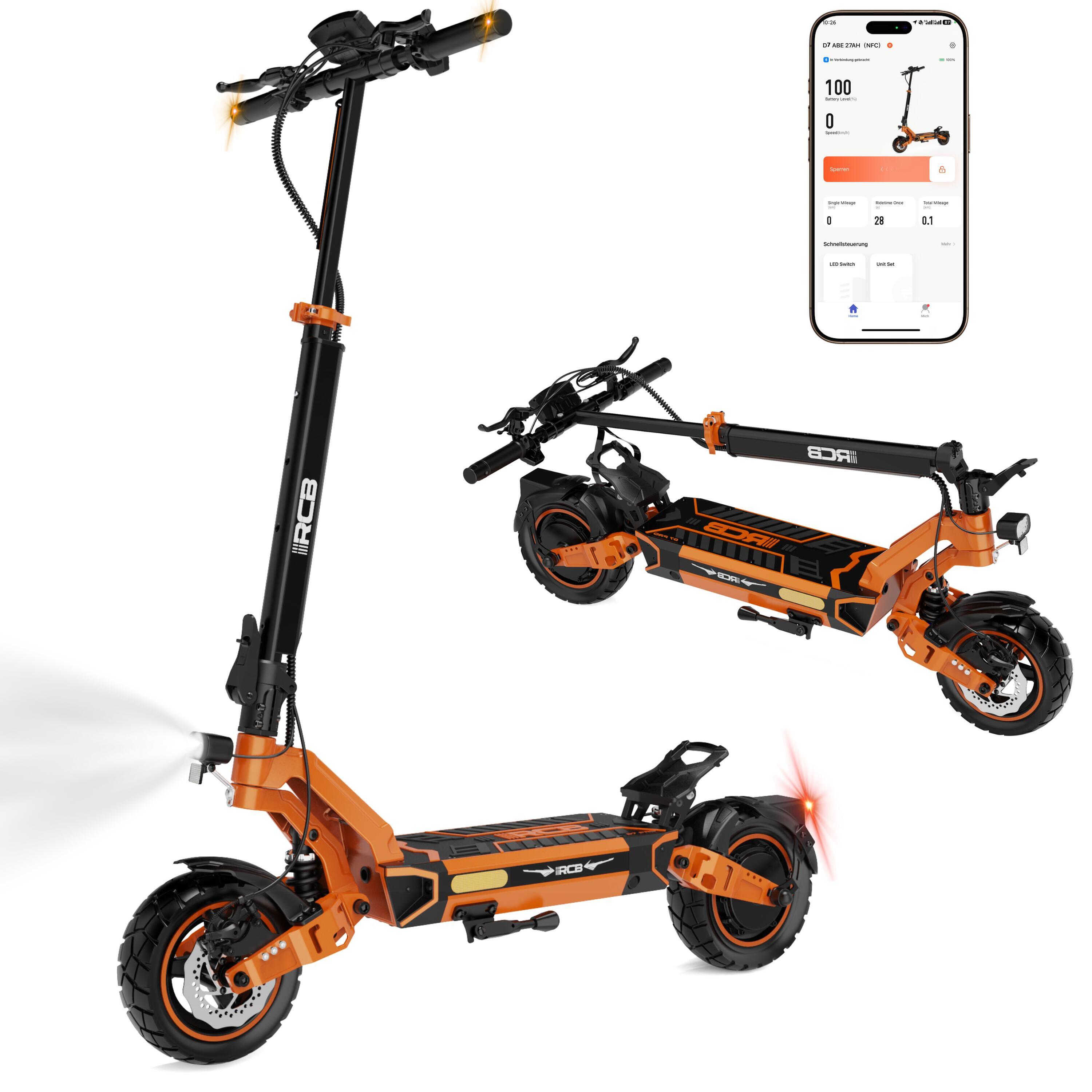 RCB Monopattino RCB D7 27Ah con App, NFC e Frecce - 130km Autonomia