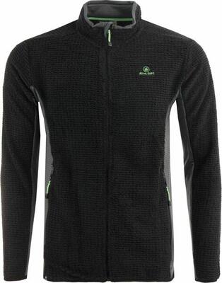 Heren athl dpt fleece hoodie met volledige rits – zwart/fluo groen